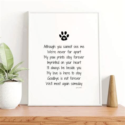 Pet Sympathy Poem A4 Print Pet Memorial Poem - Etsy