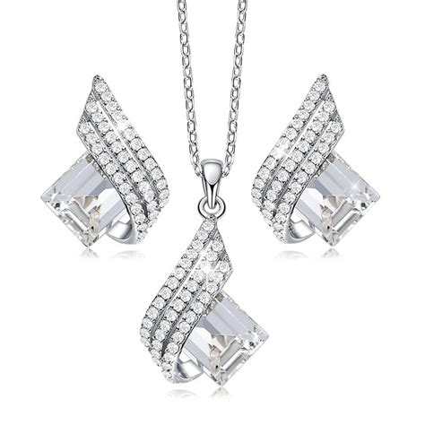 White Roman Crystal Silver Necklace Set – Mystic Flavia
