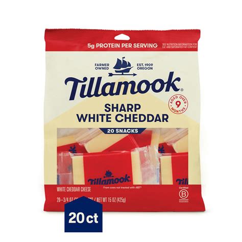 Tillamook Sharp White Cheddar Cheese Snack Portions (0.75 oz) Delivery ...