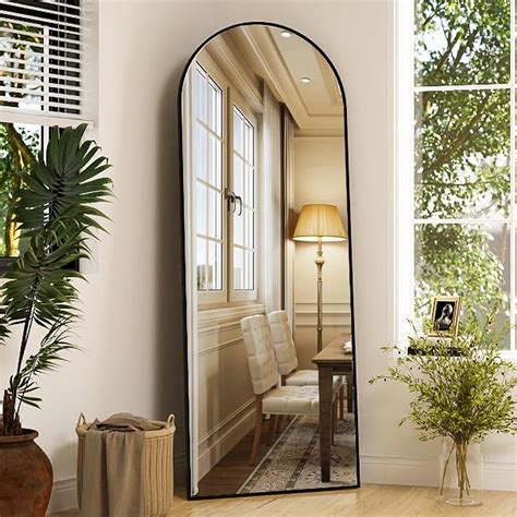 Arched Full Length Mirror, 64" x 21" Arch Floor Mirror with Stand, Full ...