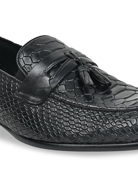 Imperio By Regal Black Men Formal Croco Leather Tassel Slip Ons