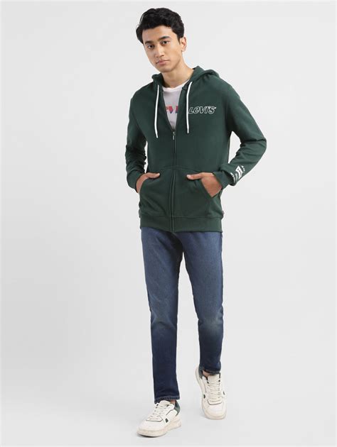 Men's Brand Logo Dark Green Hooded Sweatshirt – Levis India Store