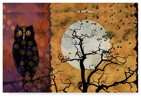 Art Licensing Studio 'All Hallows Eve Owl' Canvas Art, 16"x24" - Rustic - Prints And Posters ...