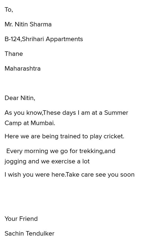 14. Sachin tendulkar writes a letter to his friend describing his ...
