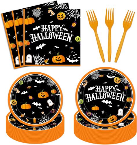 Amazon.com: Vanulus Halloween Party Plates Napkins Happy Halloween ...