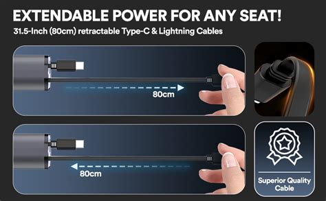 DRAVINA Retractable Car Charger, 120W 4 in 1 Super Fast Charge Car ...