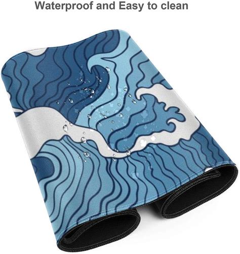 Buy Japanese Blue and White Wave Gaming Mouse Pad XL, Non Slip Rubber ...