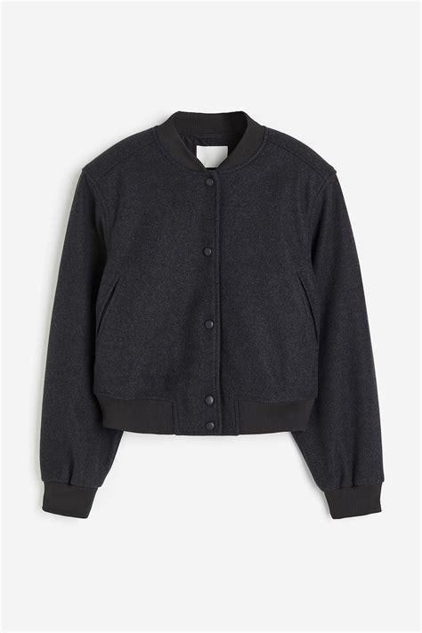 Felted bomber jacket - Dark grey - Ladies | H&M IN