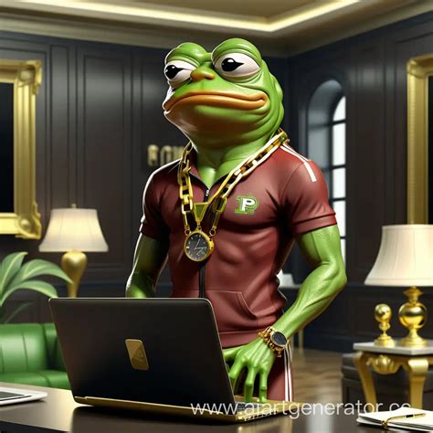 Pepe the Frog in Stylish Luxury Fashionable Amphibian with Golden ...