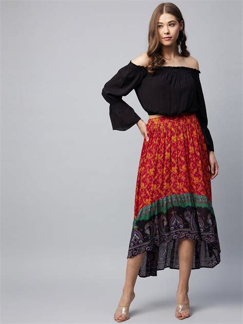 Women's Off Shoulder Top & Cotton Hi-Low Skirt Set – Stylestone