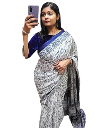 Buy Beautiful Bhagalpuri Chaapa Silk Warli Print Saree (blue,white) at ...