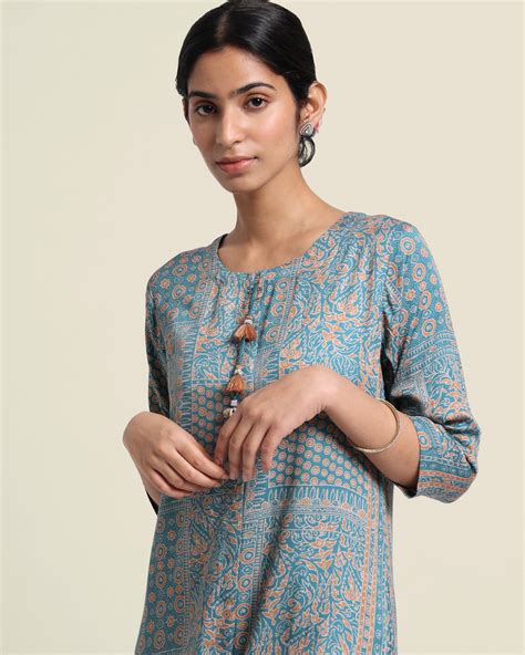 Ajrakh Tencel Kurta – Bombay Bloom