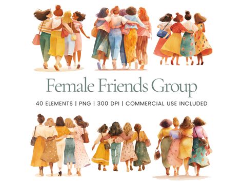 Female Friends Group Clipart Bundle Graphic by Ikota Design · Creative ...