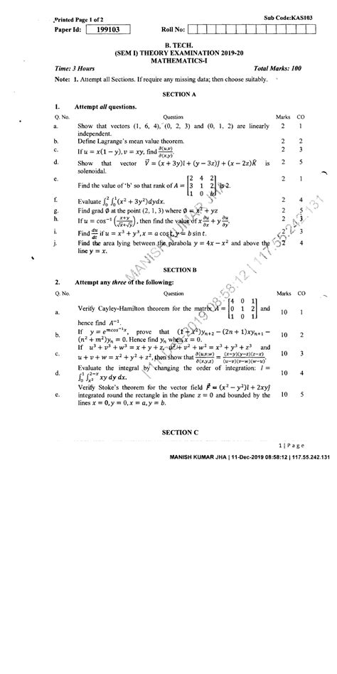 Mathematics-I-KAS-103-1 (1) - Computer Science - Studocu