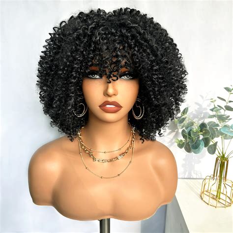 Amazon.com : Fancy Hair Short Kinky Curly Wigs Ombre Burgundy Side Part ...