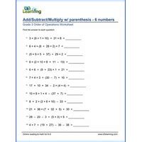 NDLI: Order of operations: add / subtract / multiply