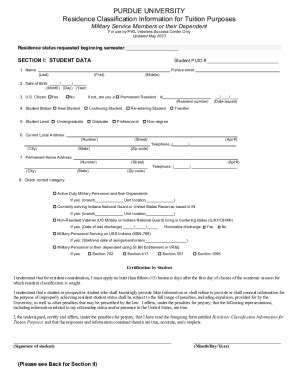 Fillable Online Residence Classification of Students for Tuition ...