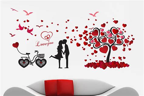 Couple Love Tree and Heart Birds Wall Sticker : Amazon.in: Home & Kitchen