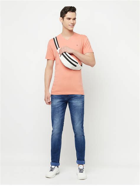 Peach V-Neck T-Shirt - Men T-Shirts – Crimsoune Club