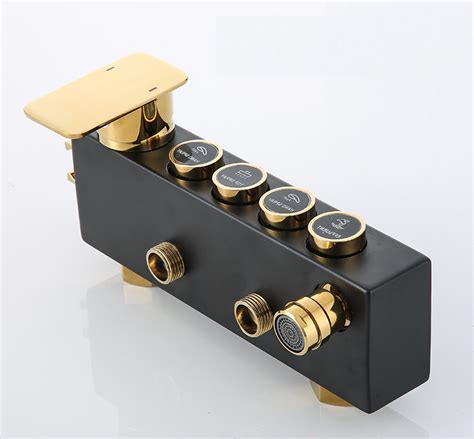 InArt Black Gold Shower Panel, Rainfall Head Shower, Handshower Kit Wi ...