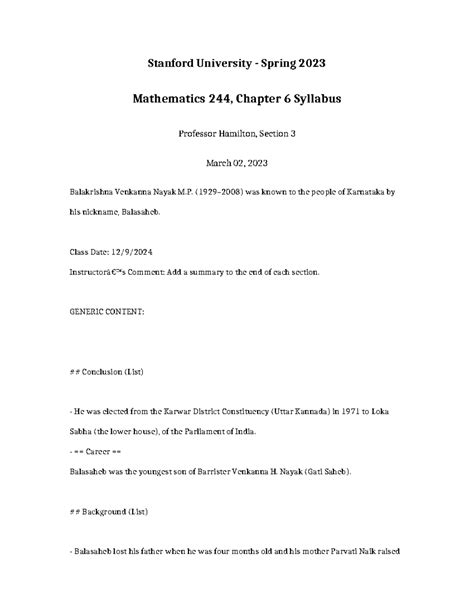Required Math For Stanford Philosophy