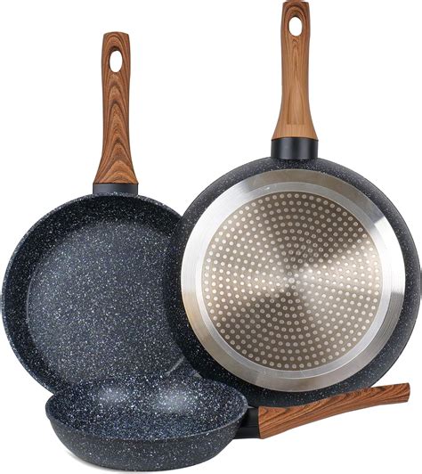 Amazon.com: Wellhouse 3PCS Non Stick Frying Pan Set Saute Fry Pan ...