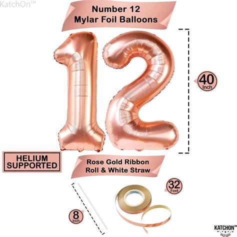KatchOn, Rose Gold 12 Balloon Number - Huge 40 Inch India | Ubuy