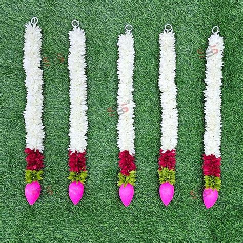 Buy S2S Artificial Fabric White & Maroon Flower Strings Wedding ...