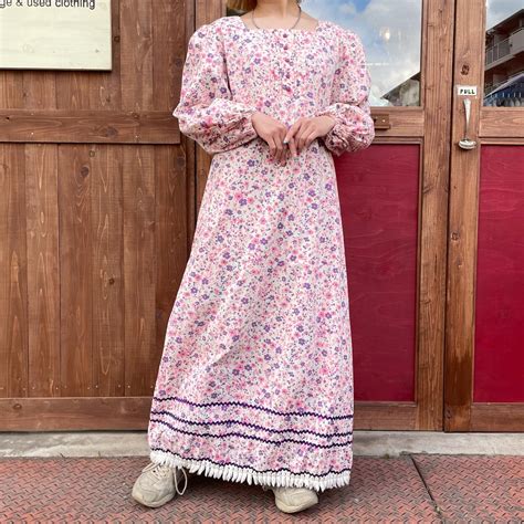 vintage fringe design flower pattern dress | hummingvtg