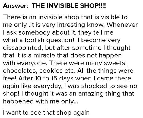 essay about a invisible shop only you can see 100-150 words - Brainly.in