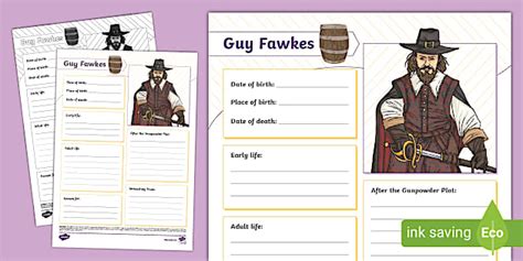 KS2 Guy Fawkes Fact File Template
