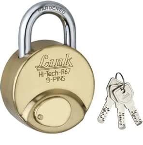 Link Hi-Tech R-Brass 67mm Round Padlock, Brass Body, Hardened Shackle ...