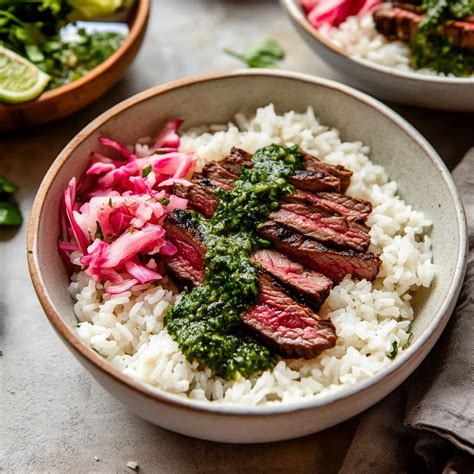 Juicy Skirt Steak Bowls with Tangy Chimichurri - Cook With Taste