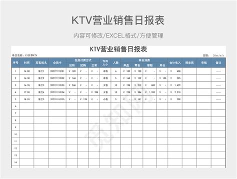 KTV营业销售日报表下载 - 觅知网