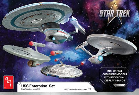 AMT Star Trek U.S.S. Enterprise Four Ship Set 1:2500 Scale Model Kit ...