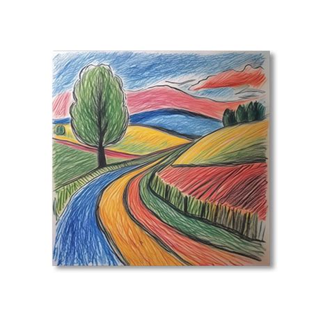 Colorful Crayon Hand Drawn Canvas Kids Room Wall Painting Set of 4 ...