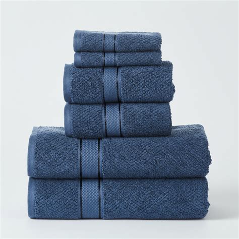 Senses Textured Rice Weave 6 Piece Towel Set -Navy – Senses by Riba
