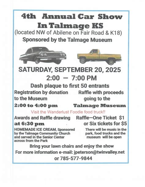 4th Annual Car Show and Reunion, 2978 Main St, Talmage, KS, United ...