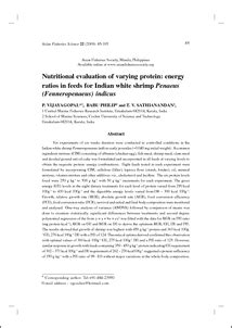 Nutritional evaluation of varying protein: energy ratios in feeds for ...