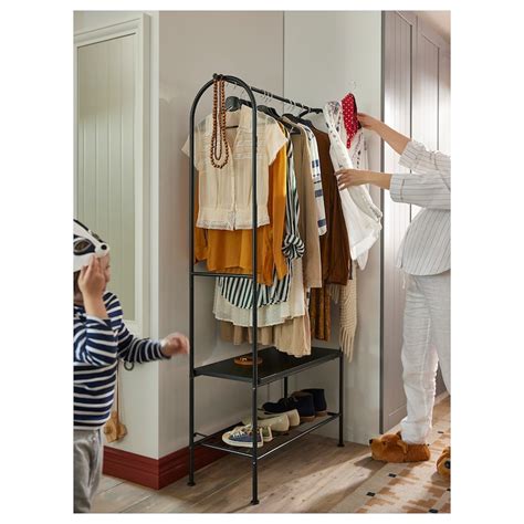 GRÅFJÄLLET clothes rack with shoe storage, anthracite, 90x36x175 cm ...