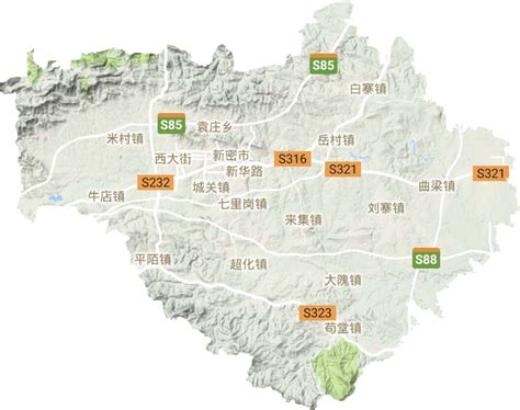 郑州市高清地形地图,郑州市高清谷歌地形地图