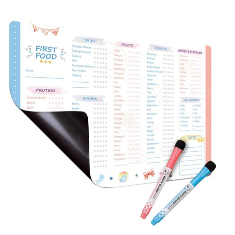 First Foods Chart Magnetic Daily Food Chart Baby First Food ...
