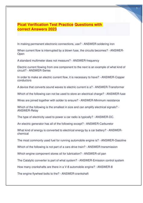 Picat Verification Test Practice Questions with correct Answers 2023 ...