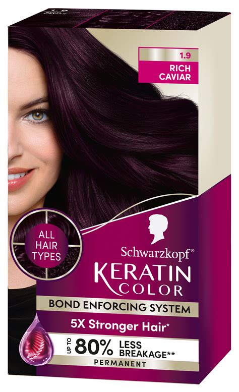 Schwarzkopf Keratin Color Permanent Hair Color Cream, 1.9 Rich Caviar ...