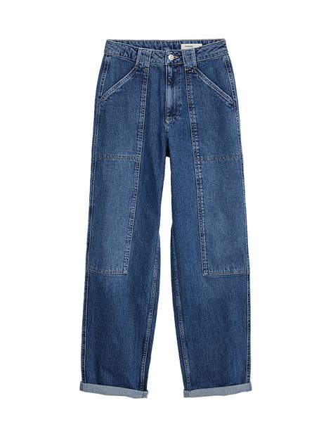 Buy Mid Rise Cargo Ankle Grazer Jeans at Marks & Spencer