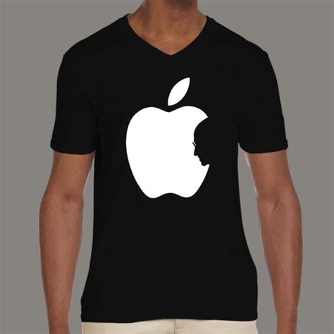 Steve Jobs in Apple Logo - Men's v neck T-shirt online