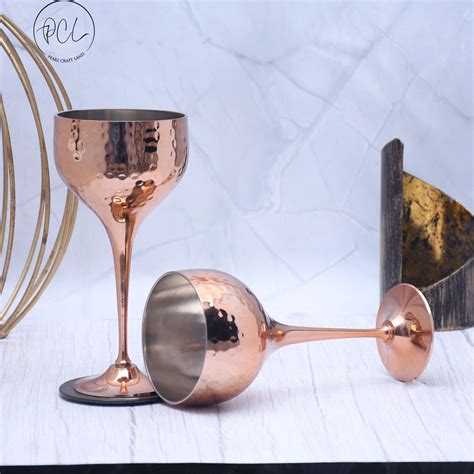 Beautifully Designed Pakiza Copper Finished Goblet Glasses | Set of 2 ...