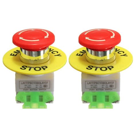 Buy 2 Pcs Emergency Stop Push Button Latching Action Emergency Stop ...