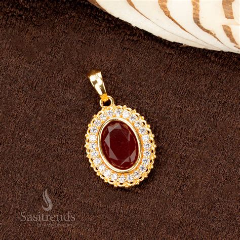 Oval American Diamond Pendant Dollar – Micro Gold Plated - Sasitrends