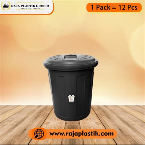 TONG SAMPAH PLASTIK TUTUP 50 LITER HITAM MURAH, HARGA GROSIR